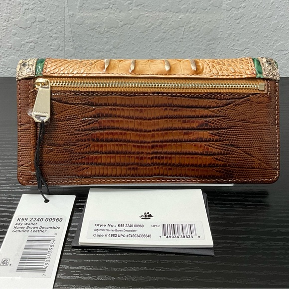 Brahmin Ady HONEY BROWN DEVONSHIRE Slim Wallet MIXED LEATHERS - Picture 3 of 8